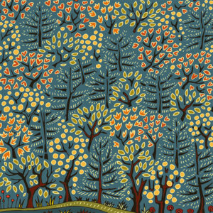 grand carnet postale foret feuillue bleue