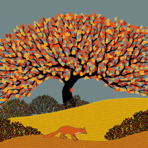 grand carnet postale grand arbre automne