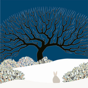 grand carnet postale grand arbre hiver
