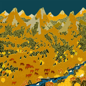 grand carnet postale montagnes joyeuses automne vaches