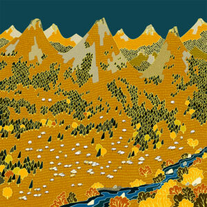 grand carnet postale montgnes joyeuses automne moutons