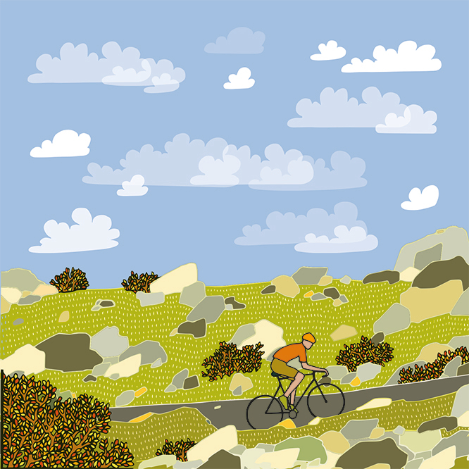 grand carnet postale cycliste et nuages