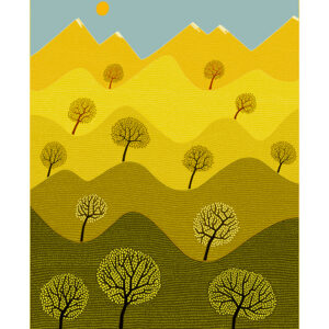 affiche collines et arbres ete