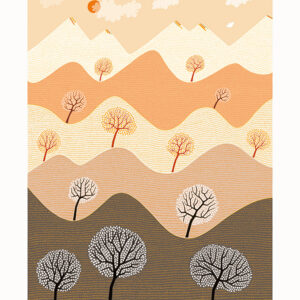 affiche collines et arbres hiver