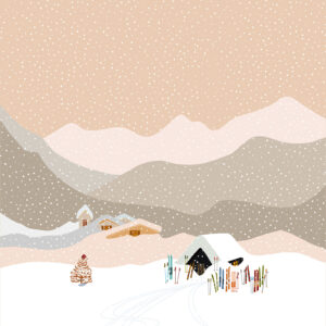 affiche chalets alpages hiver neige